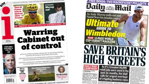 The i, Daily Mail i and Daily Mail front pages for 02/07/18