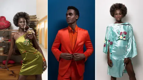 Pierre Michel Models show off clothes designed by Michel Chataigne