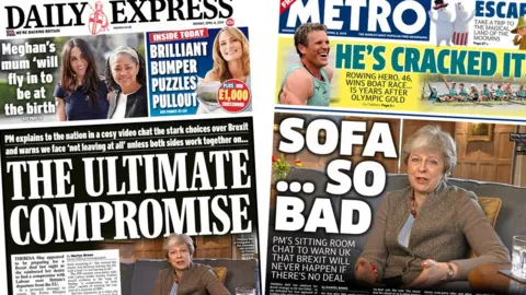 Composite images featuring Daily Express and Metro front pages