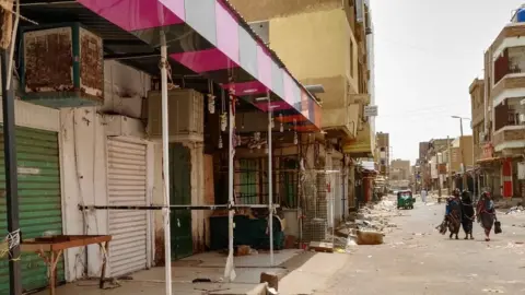 AFP The deserted streets and barricaded shops of Khartoum's twin city, Omdurman