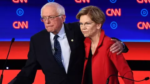 BRENDAN SMIALOWSKI/Getty Images Bernie Sanders and Elizabeth Warren