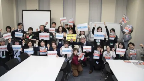 Shuzo Saito Members of a campaign group for reform of the surnames law