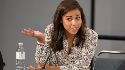 Getty Images Alexi McCammond speaks in Los Angeles in 2018