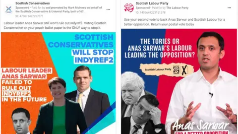 Facebook Ad Library Labour Tory attack ads