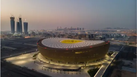 Getty Images An aerial view of Lusail Stadium at sunrise on June 20, 2022 in Doha, Qatar