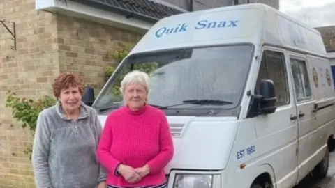 BBC Eileen Smart and Pam Sutton next to van