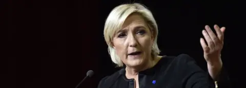 AFP Marine Le Pen speaking during a rally