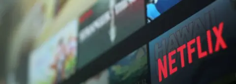 Reuters Netflix logo pictured on a television screen