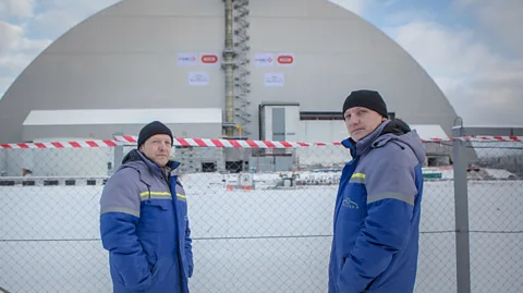 Anton Skyba These brothers have spent their careers working on the new sarcophagus at Chernobyl. One started as a liquidator in 1988 and stayed, the other joined in 2000 (Credit: Anton Skyba)