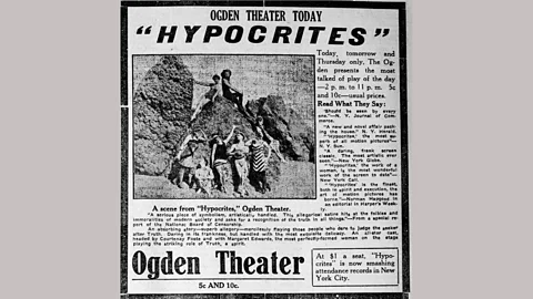 Commons Wikimedia A newspaper advertisement for Weber’s controversial 1915 film Hypocrites (Credit: Commons Wikimedia)