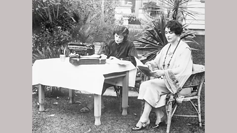 Getty Images The film-maker photographed in her garden with her secretary in 1926 – Weber died in 1939 (Credit: Getty Images)