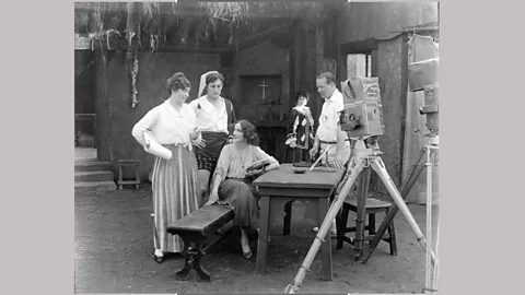 BFI Weber and cast on the set of the big-budget, action-filled Dumb Girl of Portici (Credit: BFI)