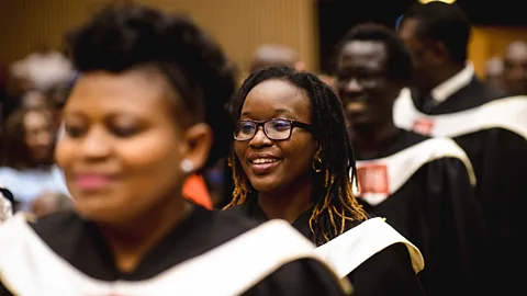 ALU Students graduating from the School of Business at African Leadership University, a multi-campus system across Africa focusing in entrepreneurship (Credit: ALU)