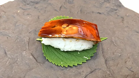 Sofia Perez Monkfish nigiri: a single slice of monkfish liver soaked overnight in lactose-free milk (Credit: Sofia Perez)