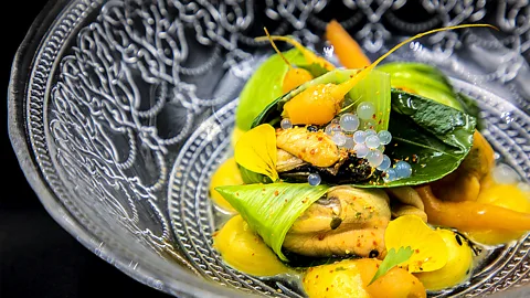 Roi Martínez Galician mussels in citrus escabeche with red lentil soup (Credit: Roi Martínez)