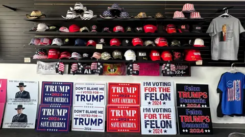 Brandon Drenon/BBC Trump paraphernalia on sale at the Trump Store & More in East Ellijay, Georgia 