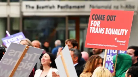 Getty Images Trans rights protest outside Scottish Parliament