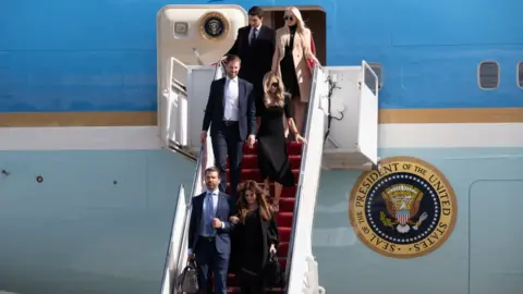 Noam Galai The Trump children and their partners deplane Air Force One in Florida