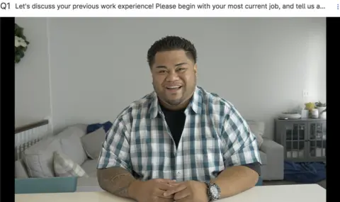 HireVue An applicant recording a HireVue video interview