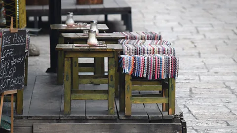 Elena Pejchinova/Getty Images Mutic shared <i>kava</i> (coffee) with people she met during her travels and listened to their stories (Credit: Elena Pejchinova/Getty Images)