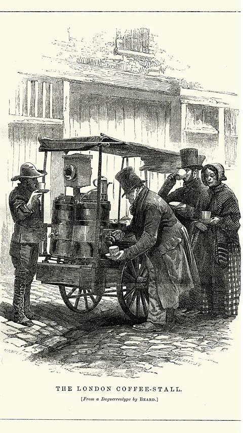 duncan 1890/Getty Images The first coffee sold in London was from stalls, which eventually transformed into indoor cafes (Credit: duncan 1890/Getty Images)