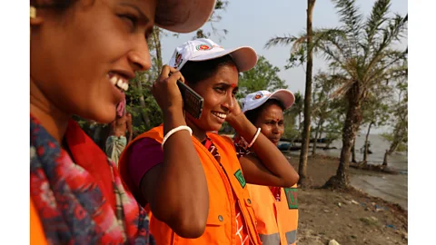 Catherine Davison The CPP volunteers in Chila village are responsible for ensuring everyone in the community is aware of the latest weather risk warnings (Credit: Catherine Davison)