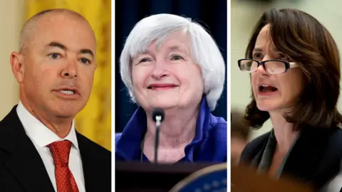 Getty Images/Alamy L-R Alejandro Mayorkas, Janet Yellen, Avril Haines
