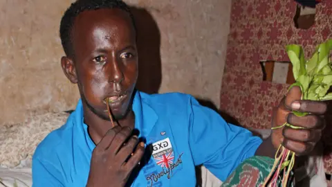 AFP A man chewing khat in Mogadishu, Somalia - archive shot