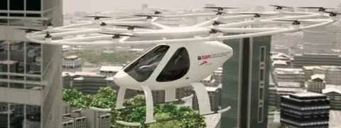 RTA/Volocopter Still from video of Volocopter flying across city
