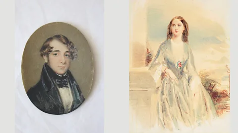 Charles Dickens Museum At left, a miniature of Charles Dickens that he gave Catherine Hogarth on their engagement; right, a watercolour of Catherine by Daniel Maclise (Credit: Charles Dickens Museum)