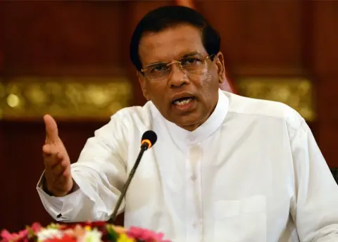AFP Sri Lankan President Maithripala Sirisena addresses a press conference in Colombo, 14 July 2015